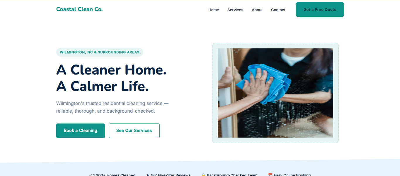 Coastal Clean Co website screenshot