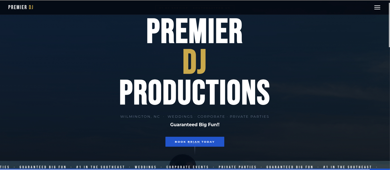 Premier DJ Productions website screenshot